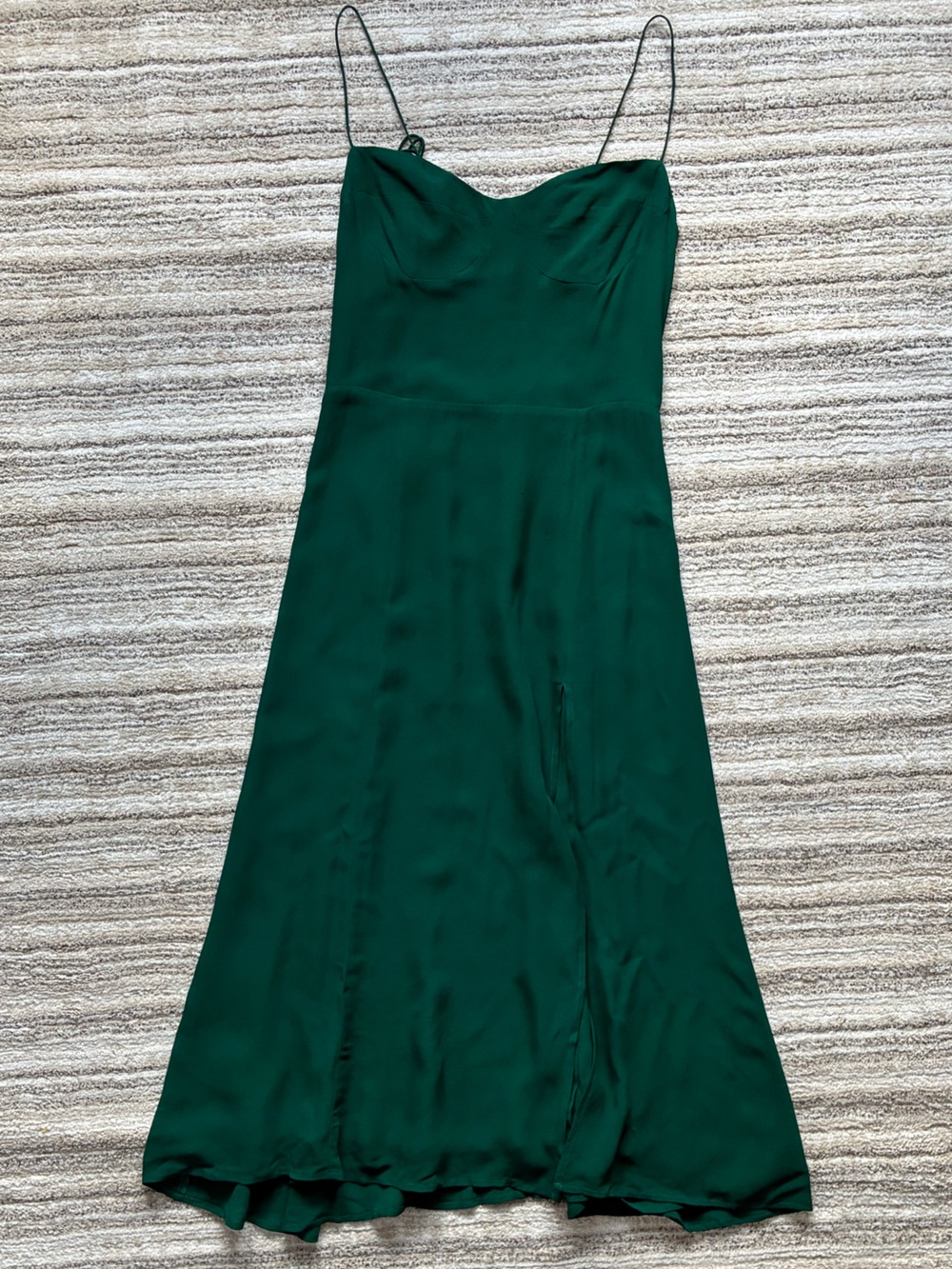 Juliette Emerald Green Spaghetti Strap Midi Dress - Picture 3 of 7